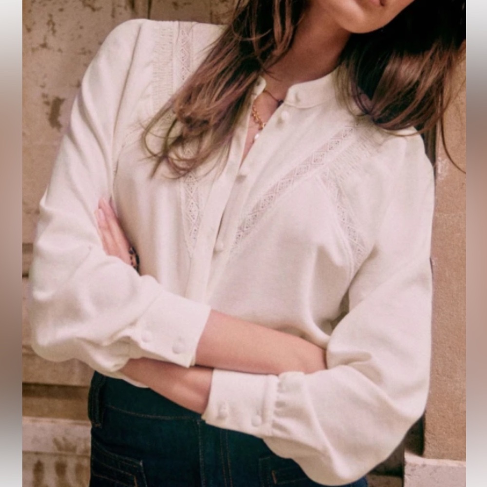 SEZANE Cream-white shirt Size 36 - Picture 3 of 11
